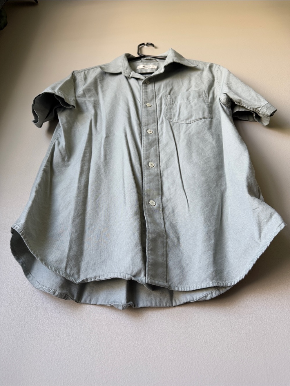 Buck Mason Fog Draped Twill Short Sleeve One Pocket button up - Fog Green Men M - Picture 6 of 12